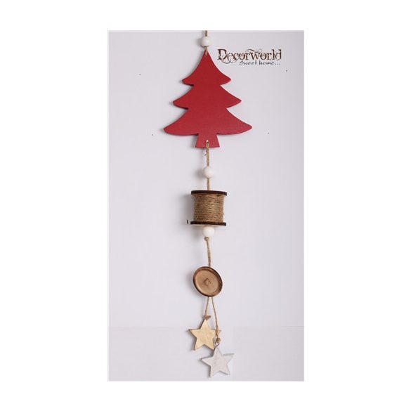 Fa Fenyőfa +spulni Lógó piros 60cm