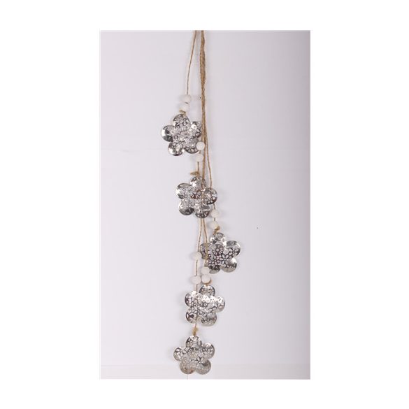 Lógó fém virág fehér 60cm