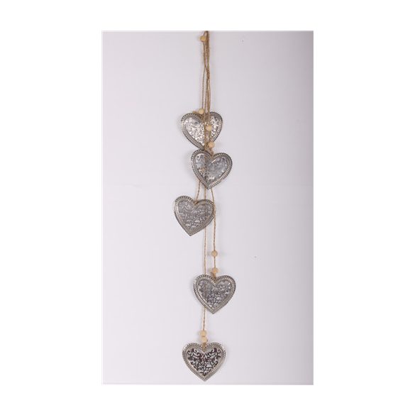 Lógó fém szívek natúr 60cm