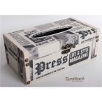 Fa+üveg ékszertartó pzs. t. újságpapír 25x14cm