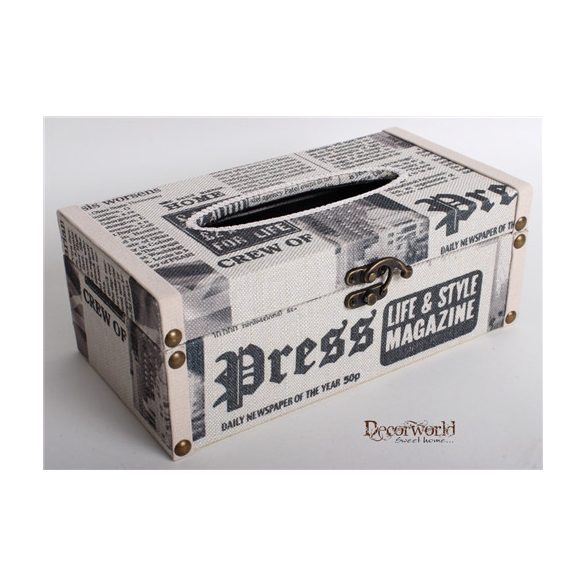 Fa+üveg ékszertartó pzs. t. újságpapír 25x14cm