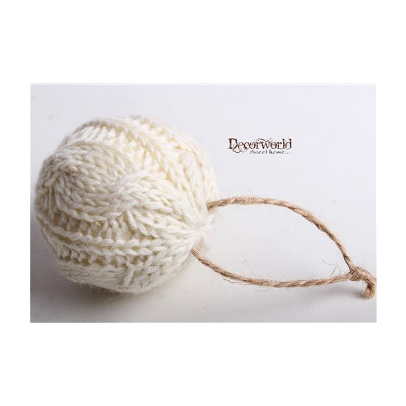 Gömb akasztós kötött 6 cm - Krém