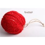 Gömb akasztós kötött 6 cm - Piros
