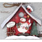 Fa akasztós madárház hóember 21cm