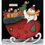 Fa akasztós szán zsák+hóember 30x26cm