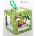 Gömb Piros/zöld Hóember díszdobozos 7,5cm