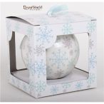   Gömb műanyag Jégkristály díszdobozos 7,5 cm - Világoskék/fehér