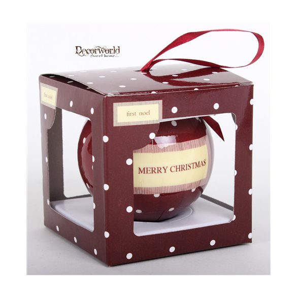 Gömb műanyag díszdobozos 7,5 cm - Bordó