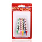 Gyertya színes csíkos elfújhatattlan S/10