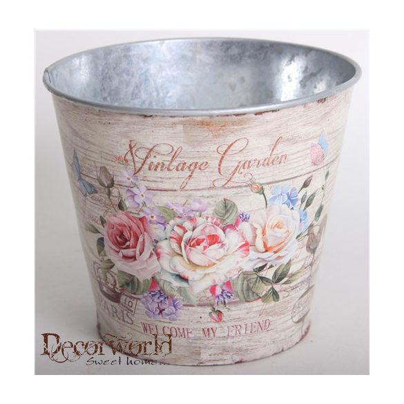 Bádog kaspó kör vintage garden 14cm