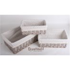 Kosár tégla fehér/szürke pöttyös 35x26cm