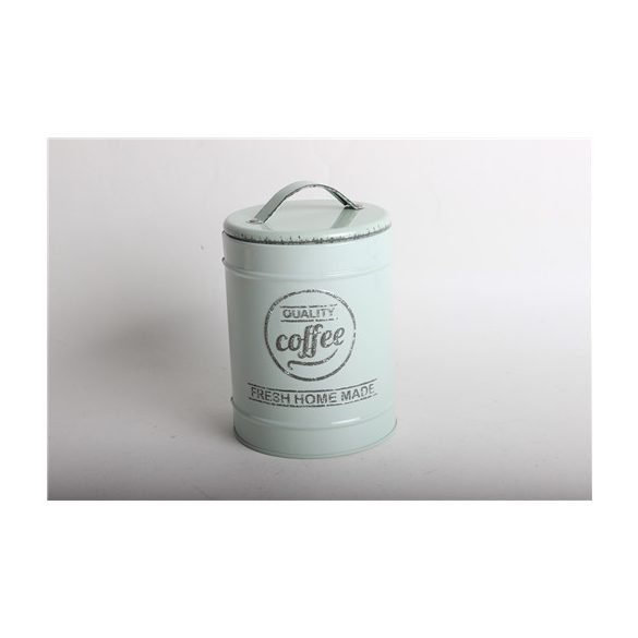 Fém hengerdoboz +fog.  Coffee zöld 16cm