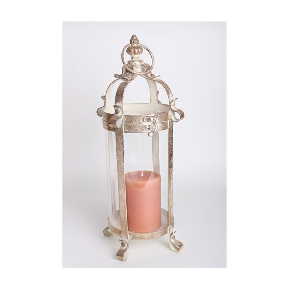 Viharlámpa préselt fém + üveg henger 38cm - Arany