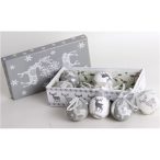 Gömb S/8db szürke/fehér szarvas 5cm