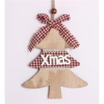 Dek. Fa kisfenyő/kockás szalag + akasztós 12cm