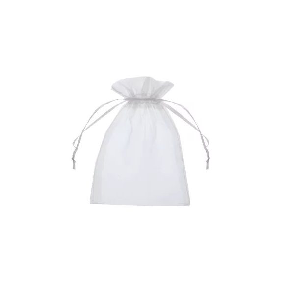 Szütyő organza tasak 8x10cm - Fehér S/12