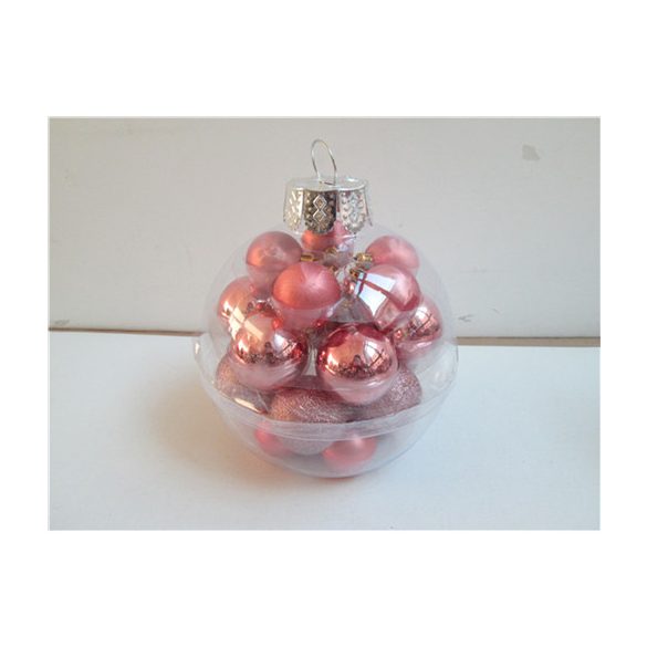 Karácsonyi Dekor Gömb S/22db púder 4 féle díszdobozban 4/5cm