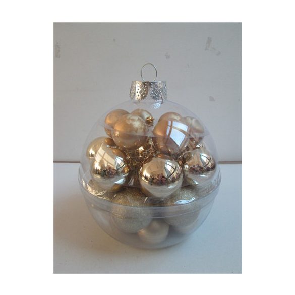 Kd. Gömb S/28db arany 4 féle díszdobozban 5/6cm