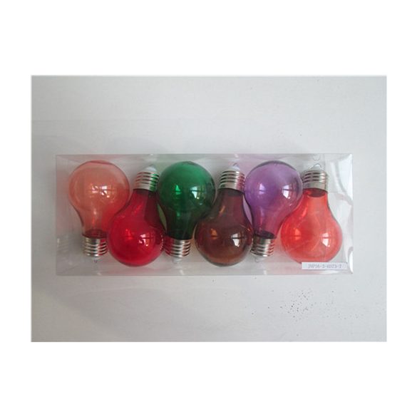 Karácsonyi akasztós villanykörte - S/6db 6 szín 6x9cm