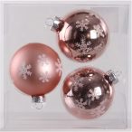 Ü. Kd. Gömb x3 rózsaszín hópihe 8cm