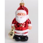 Fenyő dísz üveg Mikulás 9cm - Piros
