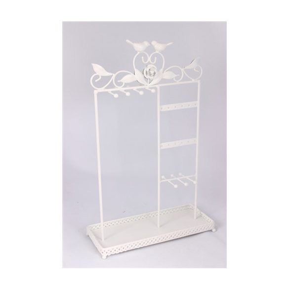 Kovácsolt vas Ékszertartó madár 11x17cm - Fehér