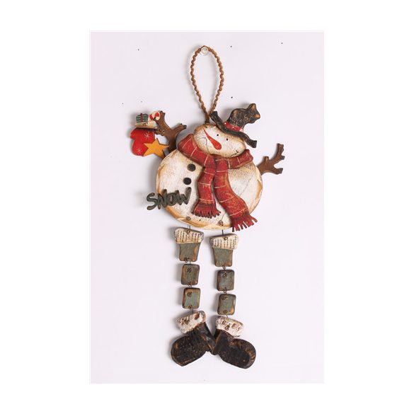 Dek. Fa akasztós Fali Hóember LL 34cm