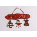 Dek. Fa kopogtató 3 figura Welcome F. 27x21cm