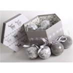 Gömb S/14db szürke/fehér szarvas 7,5cm