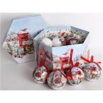 Gömb S/14db antik hóember/maci 2 féle 7,5cm