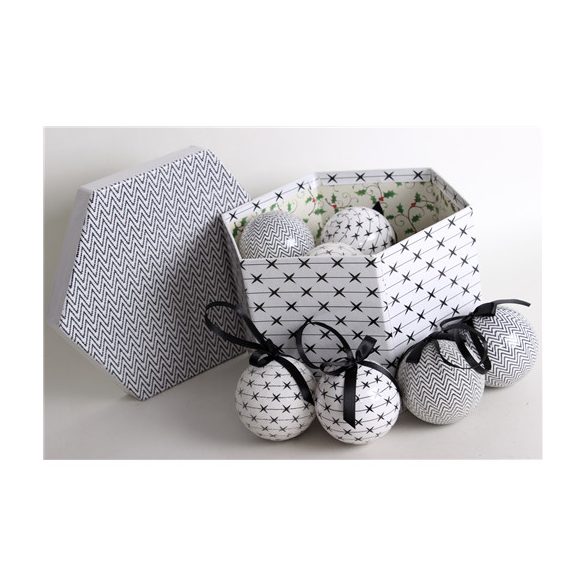 Gömb S/14db fekete/fehér férfias 7,5cm