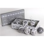 Gömb S/8db szürke/fehér szarvas 5cm