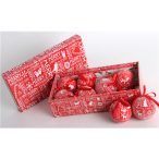 Gömb S/8db piros/fehér Merry Christmas 5cm