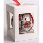 Gömb műanyag antik hóember díszdobozban 7,5cm