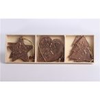 Fa akasztós kari díszek S/9db csillag. ff. bronz 7cm