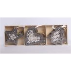 Fa akasztós kari díszek S/9db szürke/fehér 7cm