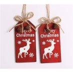 Fa akasztós tábla szarvas x2 17x5 cm - Piros