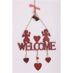 Fa kopogtató Welcome+Angyal piros 40x19cm