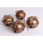 Fém Akasztős Csengő x4 Bronz+masni 8cm