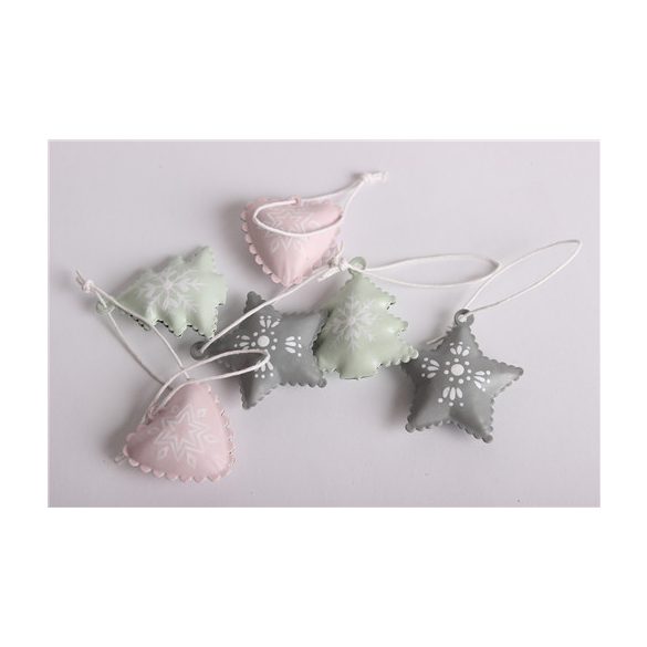 Fém akasztós fenyőfa 5 cm S/12db - 3 szín