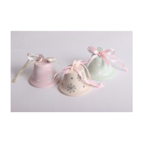Harang fém 6cm - Rózsaszín/zöld/krém S/3