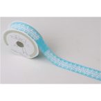 Szalag vászon virágos 25mm x 10m - Világos kék