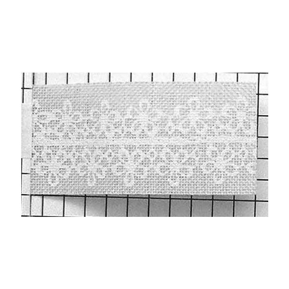 Szalag vászon virágos 25mm x 10m - Piros