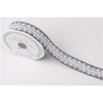 Szalag vászon virágos 25mm x 10m - Szürk