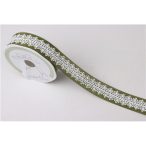 Szalag vászon virágos 25mm x 10m - Zöld