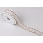 Szalag vászon virágos 25mm x 10m  Krém