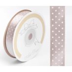 Szalag szatén pöttyös 15 mm x 25 m - Drapp