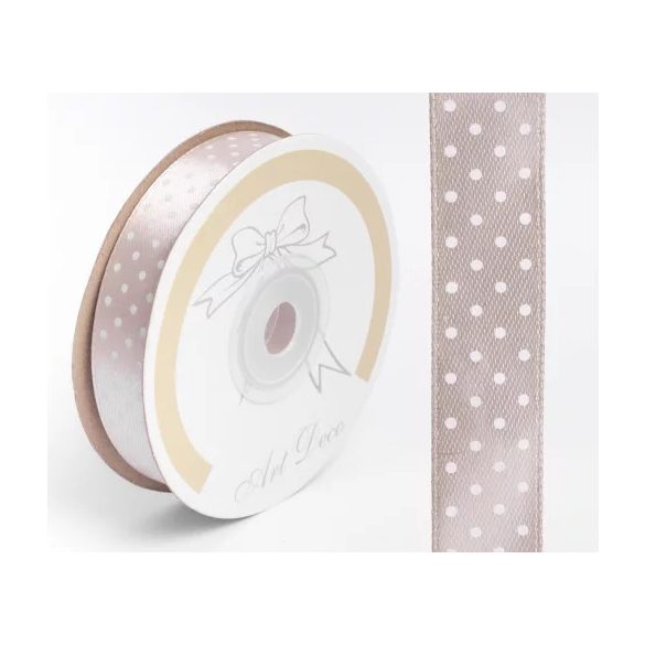 Szalag szatén pöttyös 15 mm x 25 m - Drapp