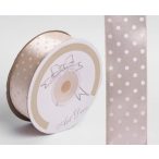 Szalag szatén pöttyös 25 mm x 25 m - Drapp