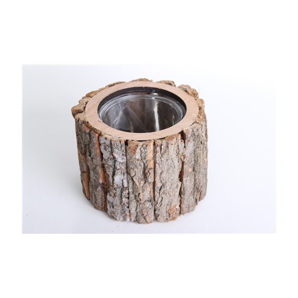 Fenyőkéreg mécsestartó kör 15x11 cm  - Natúr